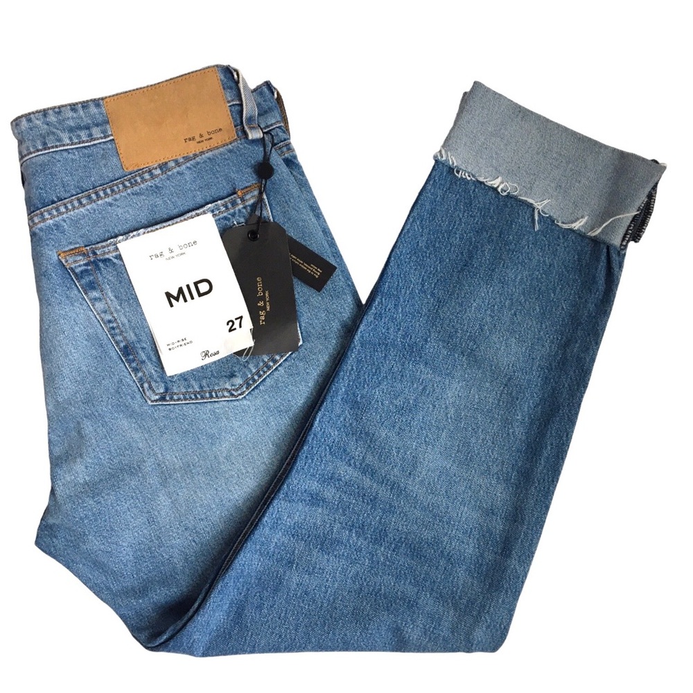 Rag & Bone Rosa Mid-Rise Boyfriend Relaxed Fit Denim Jeans In Jones Wash Size 27